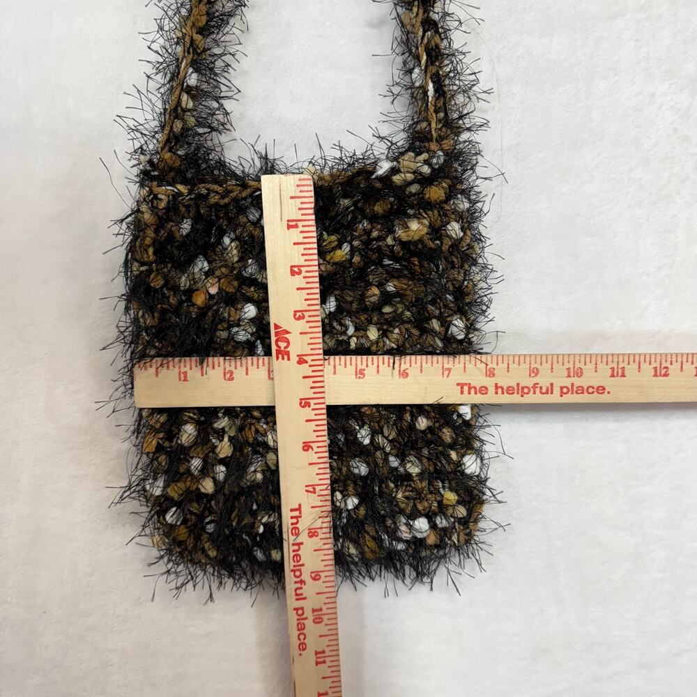 Funky Retro Knitted Multicolor Small Crossbody Bag Purse Y2K Fuzzy Cute Festival - Picture 5 of 7